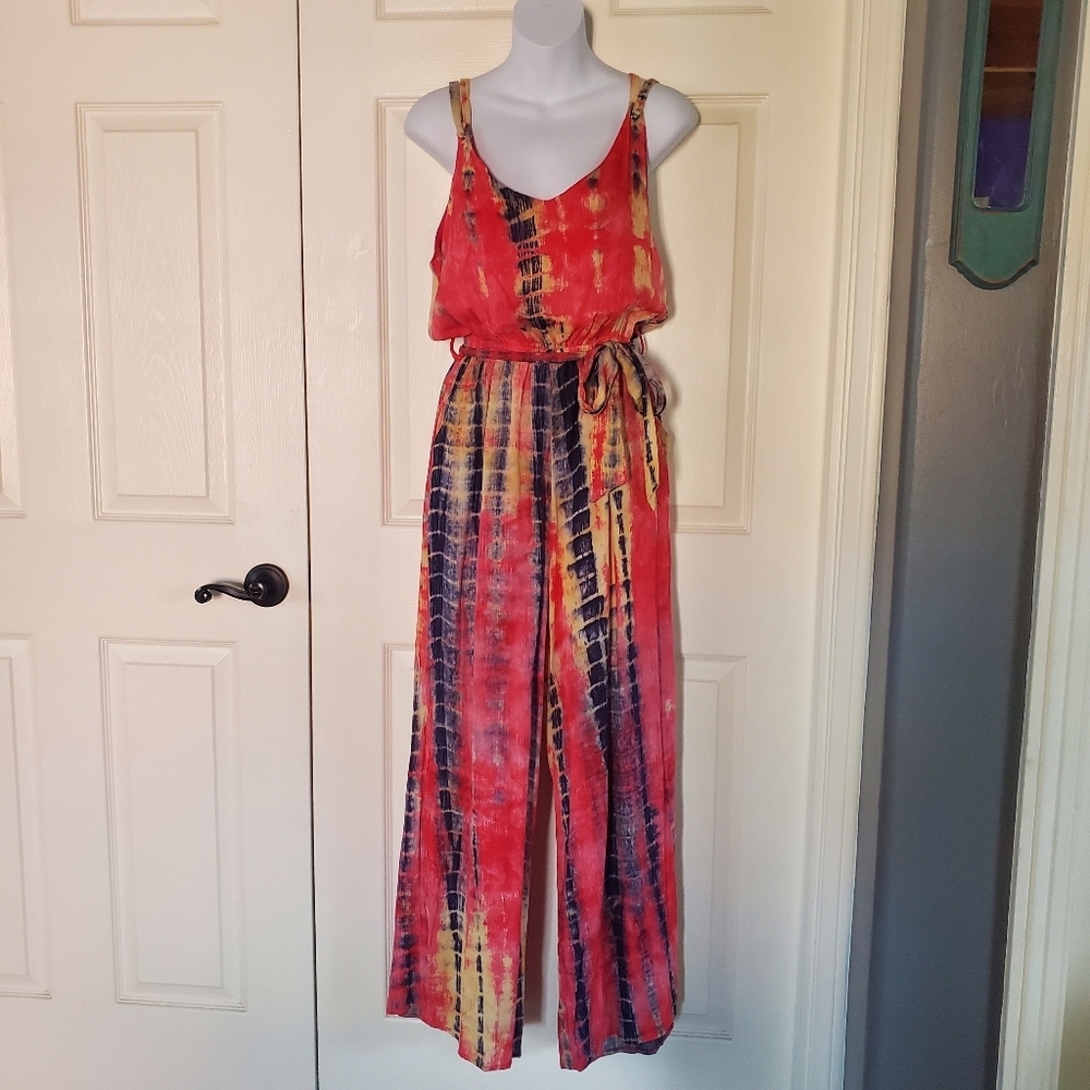 Shop Neighbor Tie-Dyed Jumpsuit Sleeveless Wide-leg Strappy Size Small